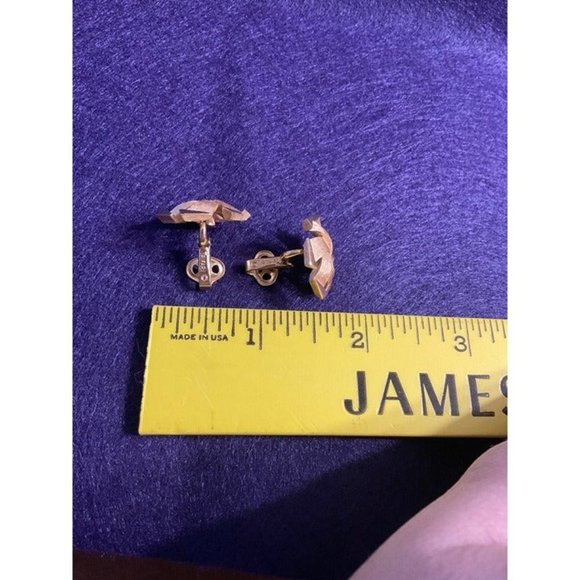 Beautiful Rare Vintage Crown Trifari Automic Style Gold Tone Clip Earrings HTF - Picture 4 of 6